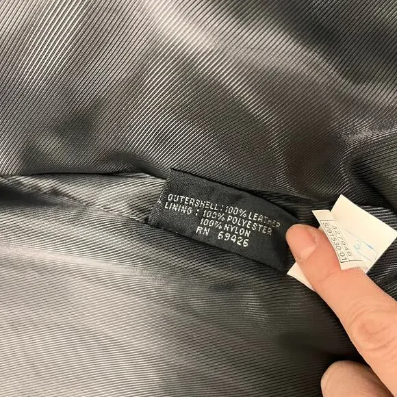 Wilsons Leather Car Coat Mens L Black 3 Button Blazer Jacket 90s Classic Vtg - Picture 8 of 10